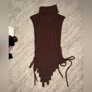 SHEIN Chocolate Brown Sleeveless Turtleneck Sweater